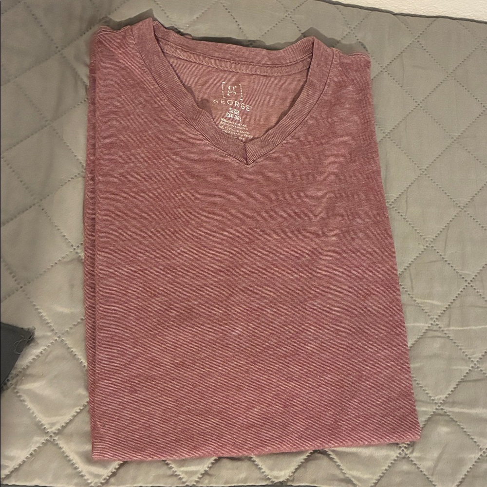 George Men's Short Sleeve V-Neck T-Shirt - Burgundy